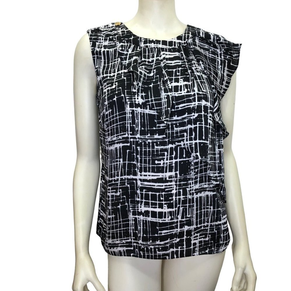 MICHAEL KORS $79.50 black & white BLOUSE SIZE 4 NEW WITH TAG
